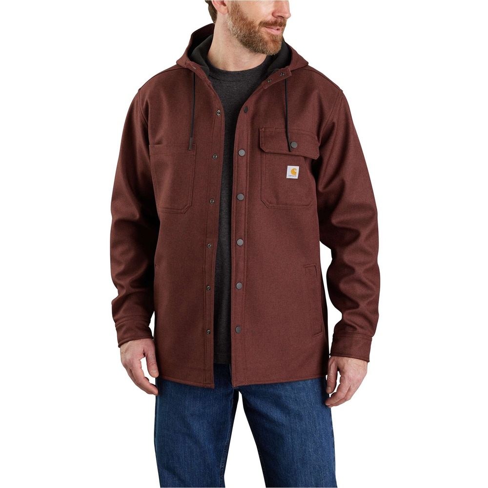 Carhartt Mens Burgundy Sherpa Lined Hooded Work Jacket Size 2XL Rain Defender‎